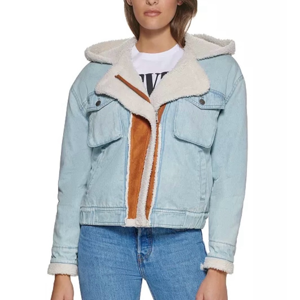Levi’s Mixed Denim Hoodie Suede Denim Jacket